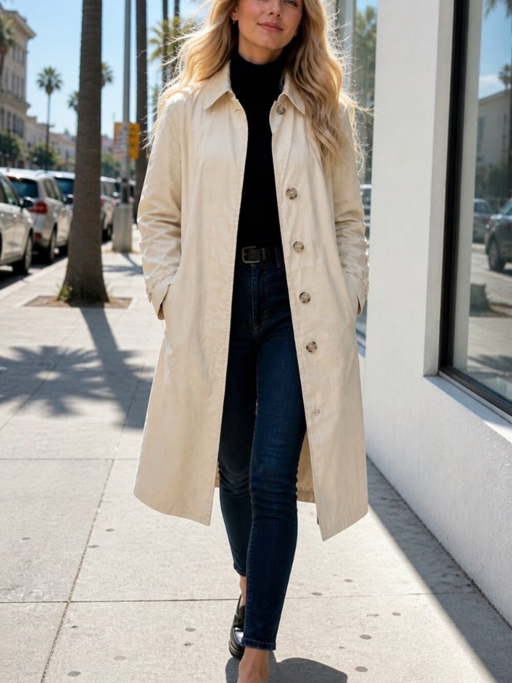 Vintage 60s 70s London Fog Maincoats Rain Coat 14 Petite Ivory Trench - Picture 2 of 14